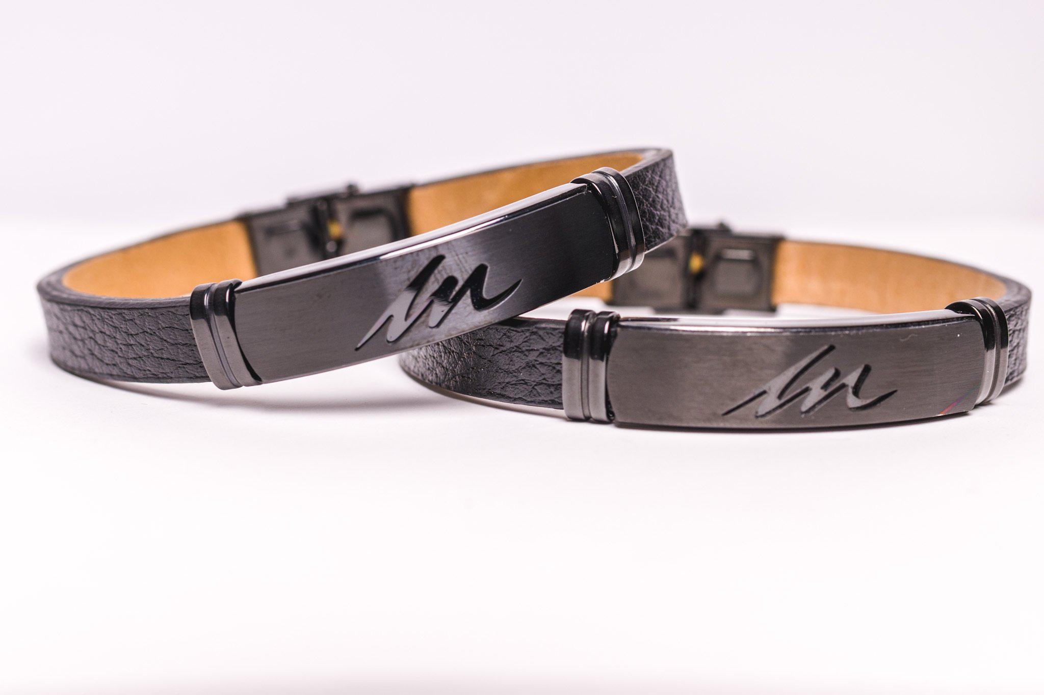 The Punisher Synthetic Leather Bracelet - Gold Black